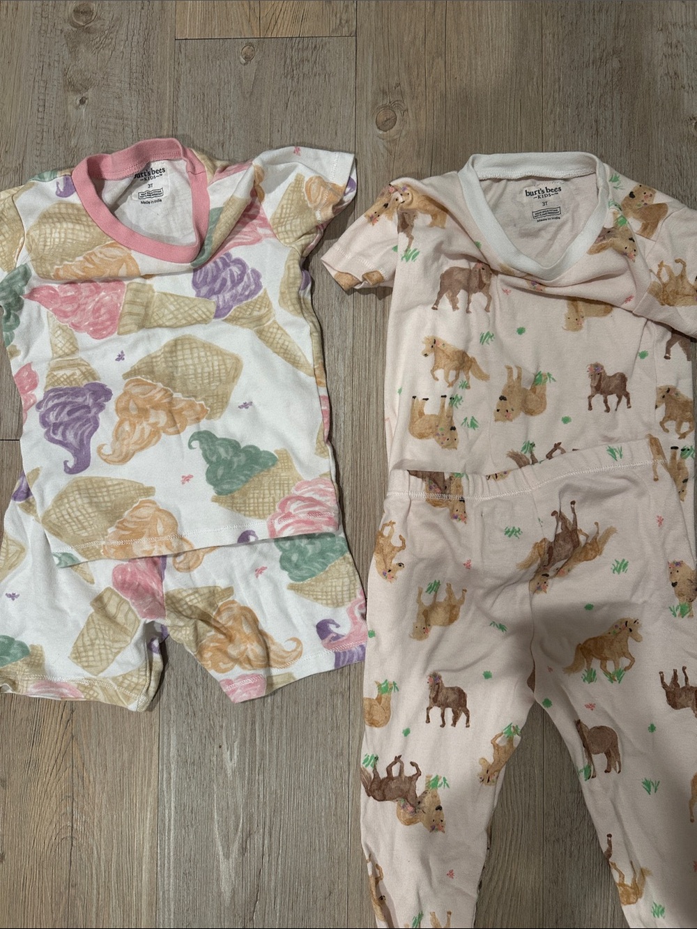 Burt's Bees Baby Pastel Ice Cream & Animal Print Kids Pajama Set - Pink, Cream